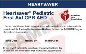 Heartsaver Pediatric First Aid CPR AED classes held by Texas CPR